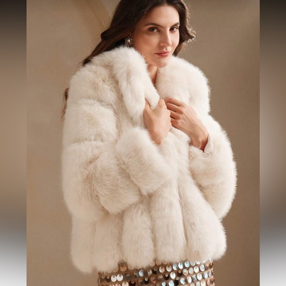 Quilted luxury faux fur vintage fur style winter coat jacket black or cream - Picture 9 of 12